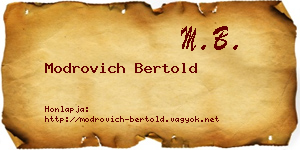 Modrovich Bertold névjegykártya